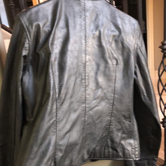 Pegabo leather pewter women’s jacket fits medium - Picture 9 of 9